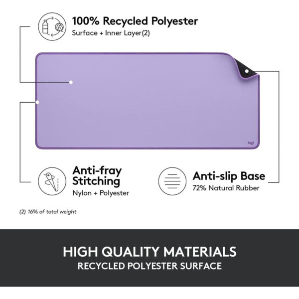 Logitech Desk Mat Studio Series Extended Mouse Pad with Spill-resistant Durable Design Lavender - Image 4
